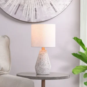 Terrazzo Table Lamp with White Drum Shade, 8