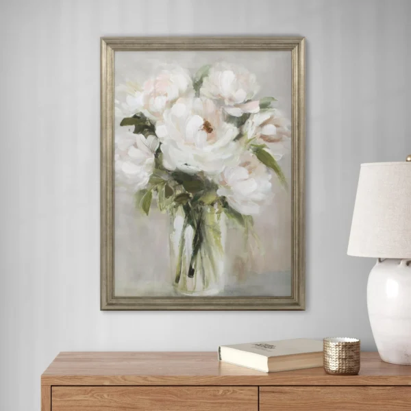 House Peachy Rose Bouquet Framed Emb Canvas Board 18" x 24" - Image 3