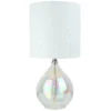Iridescent Glass Lamp with White Shade, 16"H