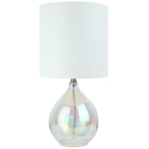 Iridescent Glass Lamp with White Shade, 16