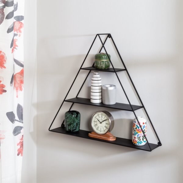 Do 23.6" x 27.6" Steel 3-Tier Triangle Decorative Wall Shelf, Black