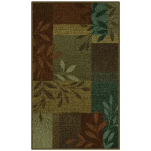 Traditional Leaf Block Multicolor Print Indoor Accent Rug, 1'8