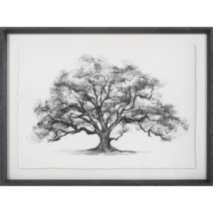 House Elm Tree on Parchment Framed Art 24